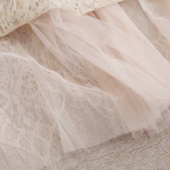 Lace Stitching Hight Waist Pleated Skirt - Picture 6 of 9